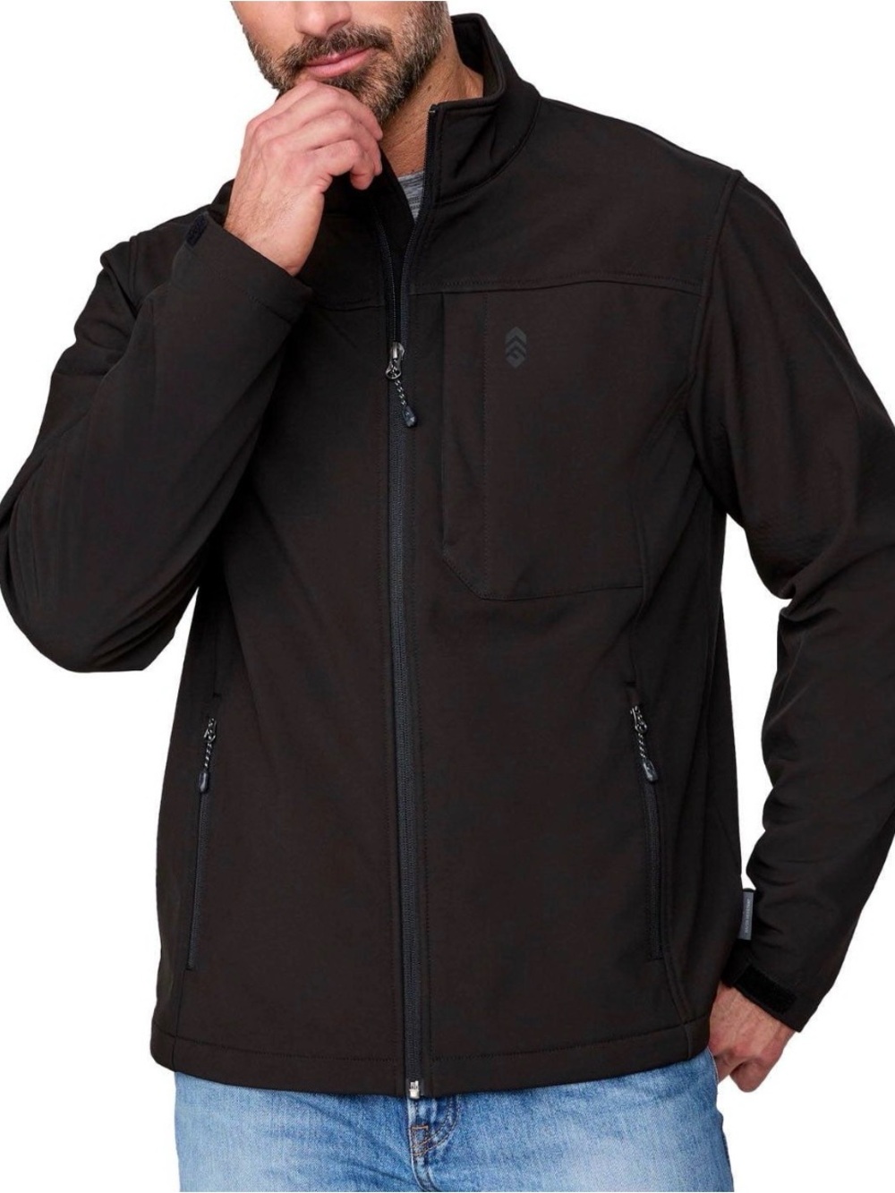Free Country Men's Black Lightweight Softshell Jacket